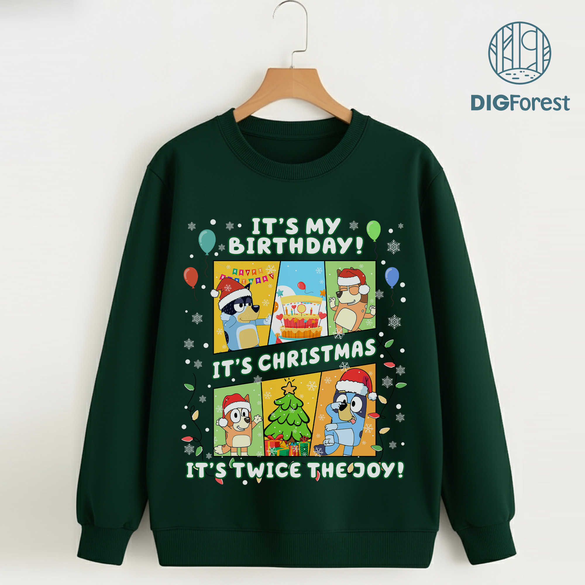 Bluey Christmas Party Shirt - Bluey Family Holiday Sweatshirt, Bluey Birthday Shirt, It’s My Birthday Christmas Tee Bluey Christmas Party Shirt - Bluey Family Holiday Sweatshirt, Bluey Birthday Shirt, It’s My Birthday Christmas Tee