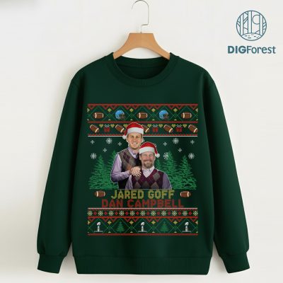 Jared Goff Dan Campbell Ugly Christmas Shirt - Detroit Football Sweatshirt, Football Fan Holiday Shirt, Christmas Gift Jared Goff Dan Campbell Ugly Christmas Shirt - Detroit Football Sweatshirt, Football Fan Holiday Shirt, Christmas Gift
