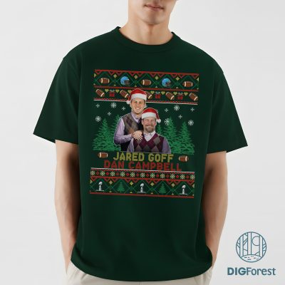 Jared Goff Dan Campbell Ugly Christmas Shirt - Detroit Football Sweatshirt, Football Fan Holiday Shirt, Christmas Gift Jared Goff Dan Campbell Ugly Christmas Shirt - Detroit Football Sweatshirt, Football Fan Holiday Shirt, Christmas Gift