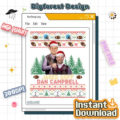 Jared Goff Dan Campbell Ugly Christmas Shirt - Detroit Football Sweatshirt, Football Fan Holiday Shirt, Christmas Gift Jared Goff Dan Campbell Ugly Christmas Shirt - Detroit Football Sweatshirt, Football Fan Holiday Shirt, Christmas Gift