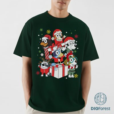 Bluey Christmas Shirt - Blue Dog Holiday Sweatshirt, Family Christmas Shirt, Bluey Sublimation Design