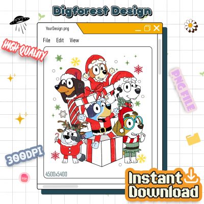 Bluey Christmas Shirt - Blue Dog Holiday Sweatshirt, Family Christmas Shirt, Bluey Sublimation Design