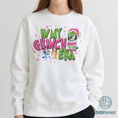 Bluey In My Grinch Era Shirt - Bluey Grinchmas Sweatshirt, Kids Christmas Shirt, Bluey Toddler Holiday Shirt