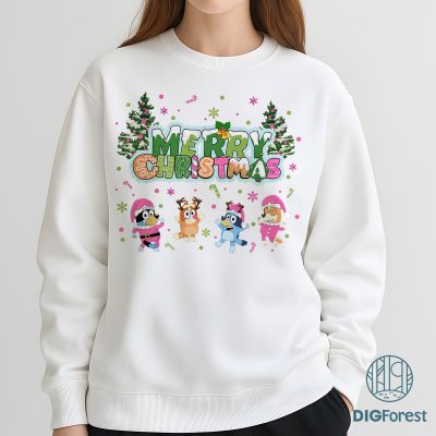 Bluey Merry Christmas Family Shirt - Bluey Holiday Sweatshirt, Family Christmas Hoodie, Bluey Xmas Party Shirt
