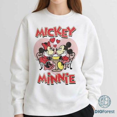 Disney Mickey & Minnie Hearts PNG – Valentine Couple Art, Romantic Love Design, Disneyland Gift Digital Download