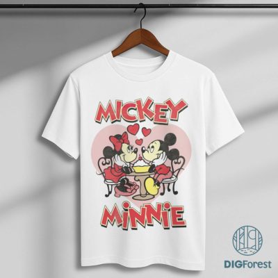 Disney Mickey & Minnie Hearts PNG – Valentine Couple Art, Romantic Love Design, Disneyland Gift Digital Download