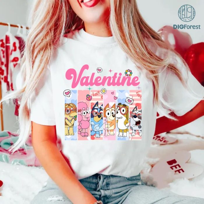 Bluey Valentine Shirt | Bluey and Bingo Love Tee | Kids Valentine’s Day Shirt | Bluey Family Matching Valentine Shirt | Be Mine Bluey Shirt