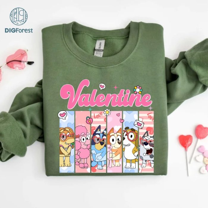 Bluey Valentine Shirt | Bluey and Bingo Love Tee | Kids Valentine’s Day Shirt | Bluey Family Matching Valentine Shirt | Be Mine Bluey Shirt