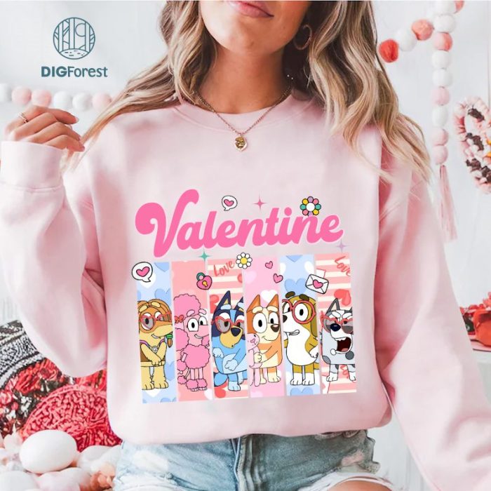 Bluey Valentine Shirt | Bluey and Bingo Love Tee | Kids Valentine’s Day Shirt | Bluey Family Matching Valentine Shirt | Be Mine Bluey Shirt