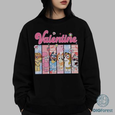 Bluey & Bingo Valentine PNG – Be Mine Love Design, Cute Family Art, Kids Heart Style Digital Download