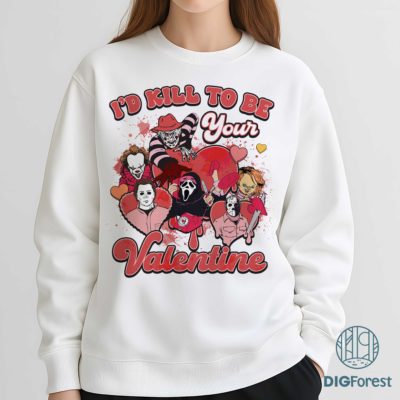 Kill To Be Your Valentine PNG – Creepy Horror Love Design, Scary Valentine Characters Art, Dark Romance Digital Download