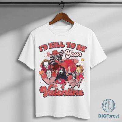 Kill To Be Your Valentine PNG – Creepy Horror Love Design, Scary Valentine Characters Art, Dark Romance Digital Download