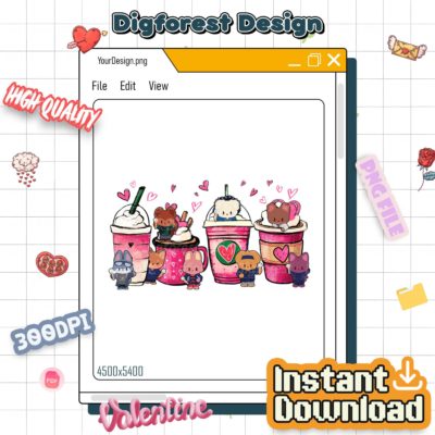 Ateez Kpop Valentine Latte PNG – Cute Coffee Heart Love Design, Fan Gift Digital Download