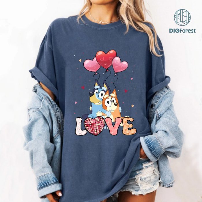 Bluey Dog Valentines Shirt | Bluey and Bingo Love Tee | Kids Valentine’s Day Shirt | Family Matching Bluey Valentine Outfit | Be Mine Bluey Shirt