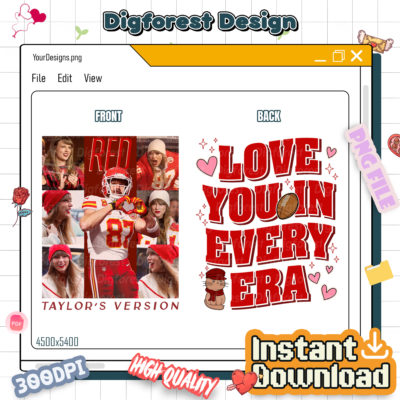 Love You In Every Era PNG – Romantic Valentine Couple Art, Swiftie Inspired Design, Trendy Love Digital Download