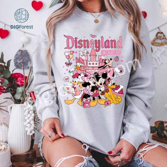 Disney Mickey and Friends Love Hearts Castle Valentine Shirt | Disney Valentine's Day 2025 Tee | Disneyland Couple Matching Gift | WDW Valentine T-Shirt