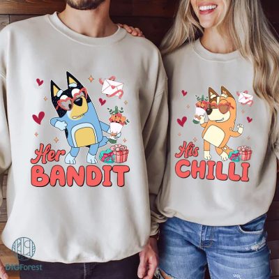 Bluey Valentine Bundle | Bluey Mum and Dad Valentine's Day Shirts | Family Matching Valentine's Tee | Bluey Love Bundle | Bluey Couple Shirt