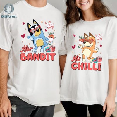 Bluey Valentine Bundle | Bluey Mum and Dad Valentine's Day Shirts | Family Matching Valentine's Tee | Bluey Love Bundle | Bluey Couple Shirt