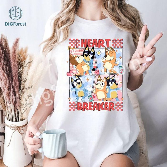 Bluey Valentine Heart Breaker Shirt | Bluey Friend Valentine Tee | Kids Bluey Valentine's Day Shirt | Heart Breaker Blue Dog Shirt