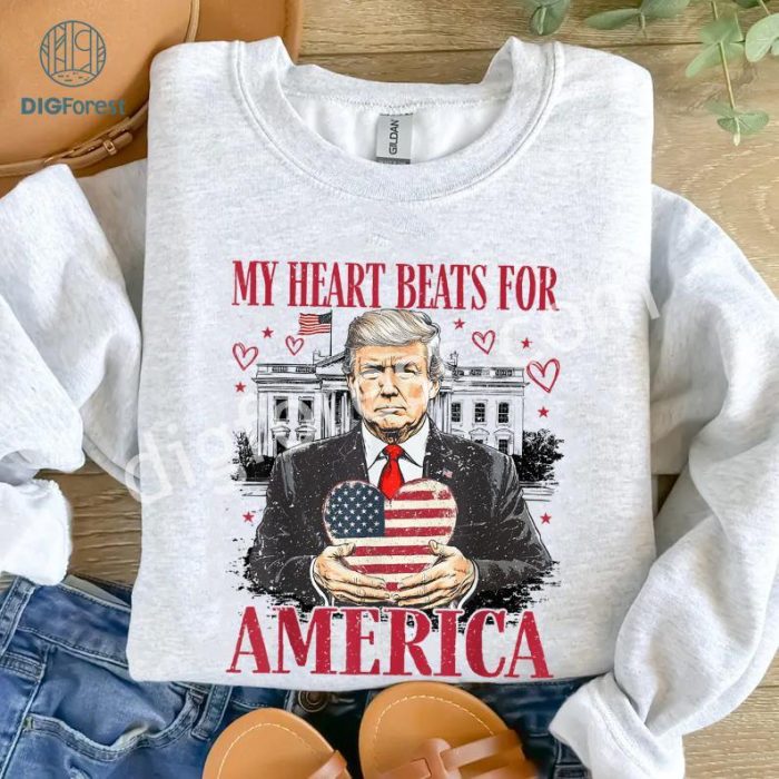 Donald Trump My Heart Beats for America Valentine Sweater | Trump Valentine 2025 Shirt | Daddy’s Home Valentine Tee | Patriotic Valentine’s Day Shirt