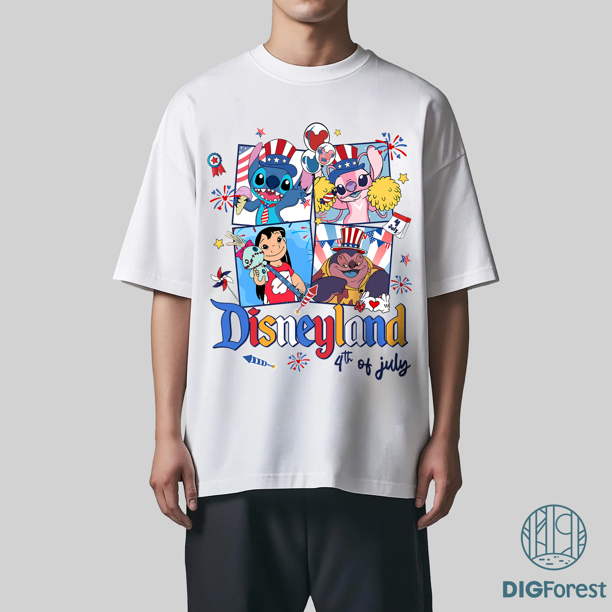 Disney Balloons Lilo and Stitch 4th of July Shirt – Patriotic Fourth of July Celebration Tee | Happy Independence Day with Stitch