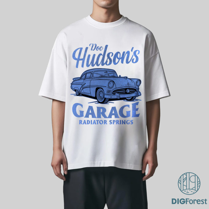 Radiator Springs Shirt – Doc Hudson’s Garage DTF, Men’s Disney DTF Shirt, Cars Land Ready-to-Press Design, Disney Doc Hudson DTF for Men Radiator Springs Shirt – Doc Hudson’s Garage DTF, Men’s Disney DTF Shirt, Cars Land Ready-to-Press Design, Disney Doc Hudson DTF for Men