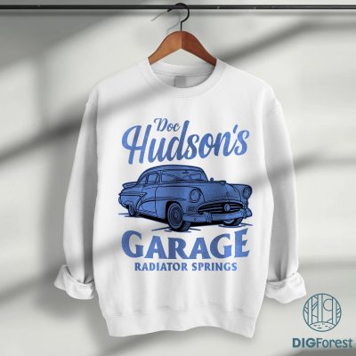 Radiator Springs Shirt – Doc Hudson’s Garage DTF, Men’s Disney DTF Shirt, Cars Land Ready-to-Press Design, Disney Doc Hudson DTF for Men