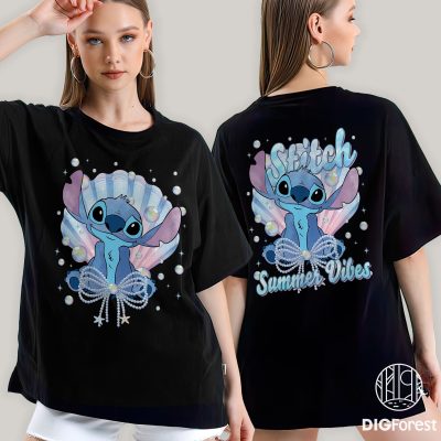 Disney Stitch Summer Vibes Shirt – Lilo & Stitch Disneyland & Disneyworld Beach Vacation Tee