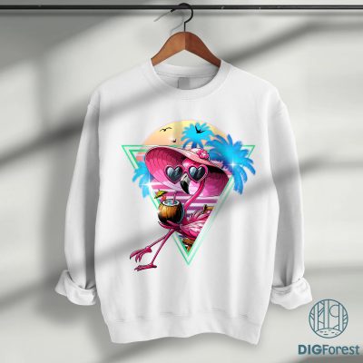 Pink Flamingo Beach Shirt – Neon Retro Summer Vacation Tee, Tropical Aesthetic Vibes