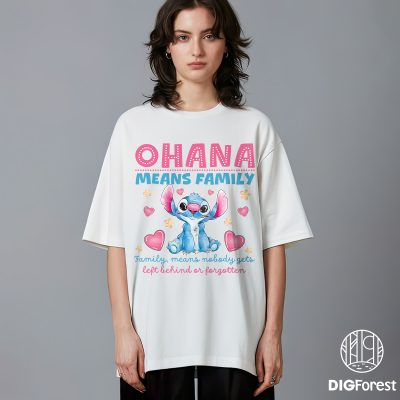 Two-Sided Ohana Means Family Disney Lilo & Stitch Shirt – Mickey Castle & Ears Magic Kingdom Disneyland Tee