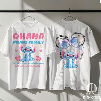 Two-Sided Ohana Means Family Disney Lilo & Stitch Shirt – Mickey Castle & Ears Magic Kingdom Disneyland Tee