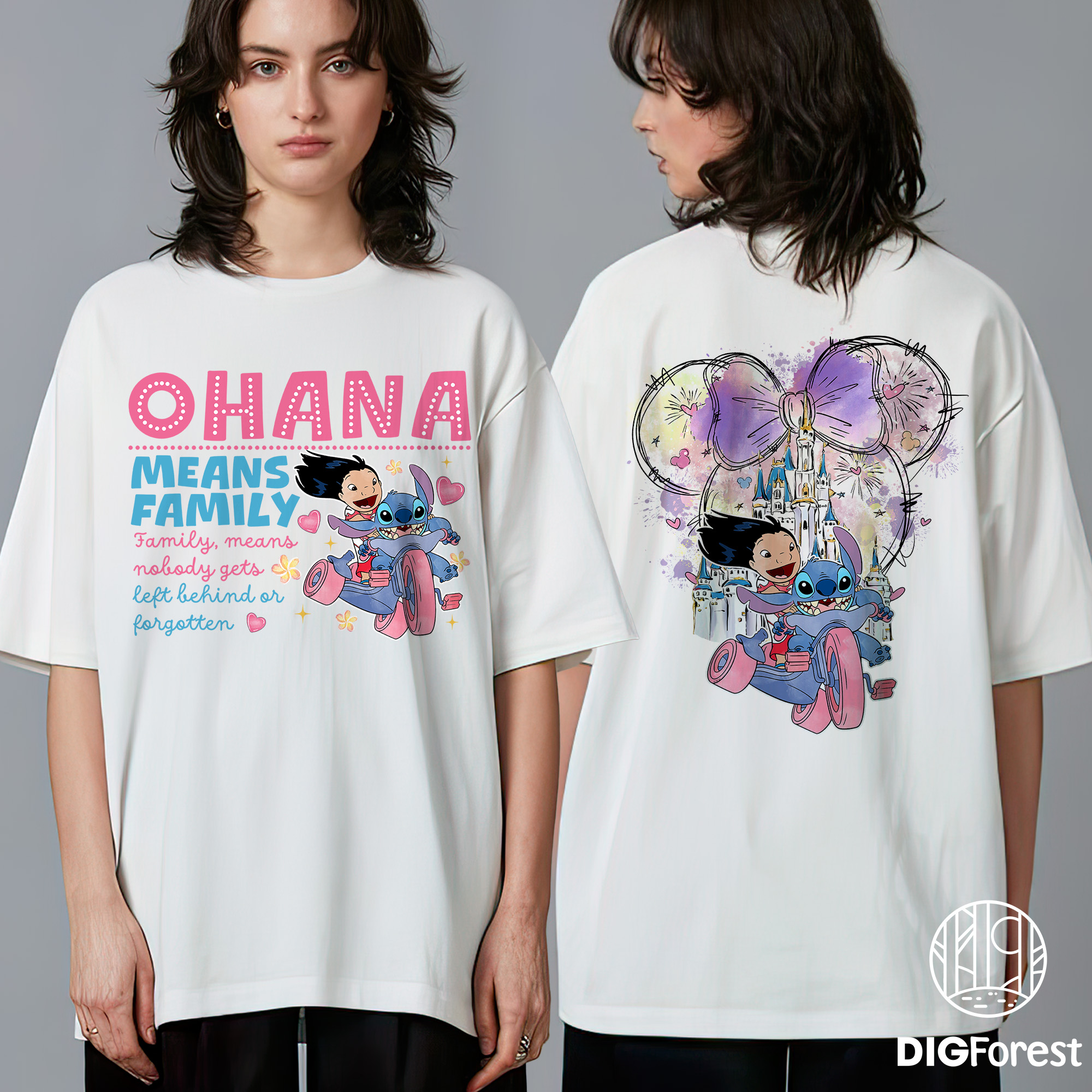 Two-Sided Ohana Means Family Shirt – Disney Lilo & Stitch with Mickey Castle & Ears, Magic Kingdom Disneyland Tee Two-Sided Ohana Means Family Shirt – Disney Lilo & Stitch with Mickey Castle & Ears, Magic Kingdom Disneyland Tee