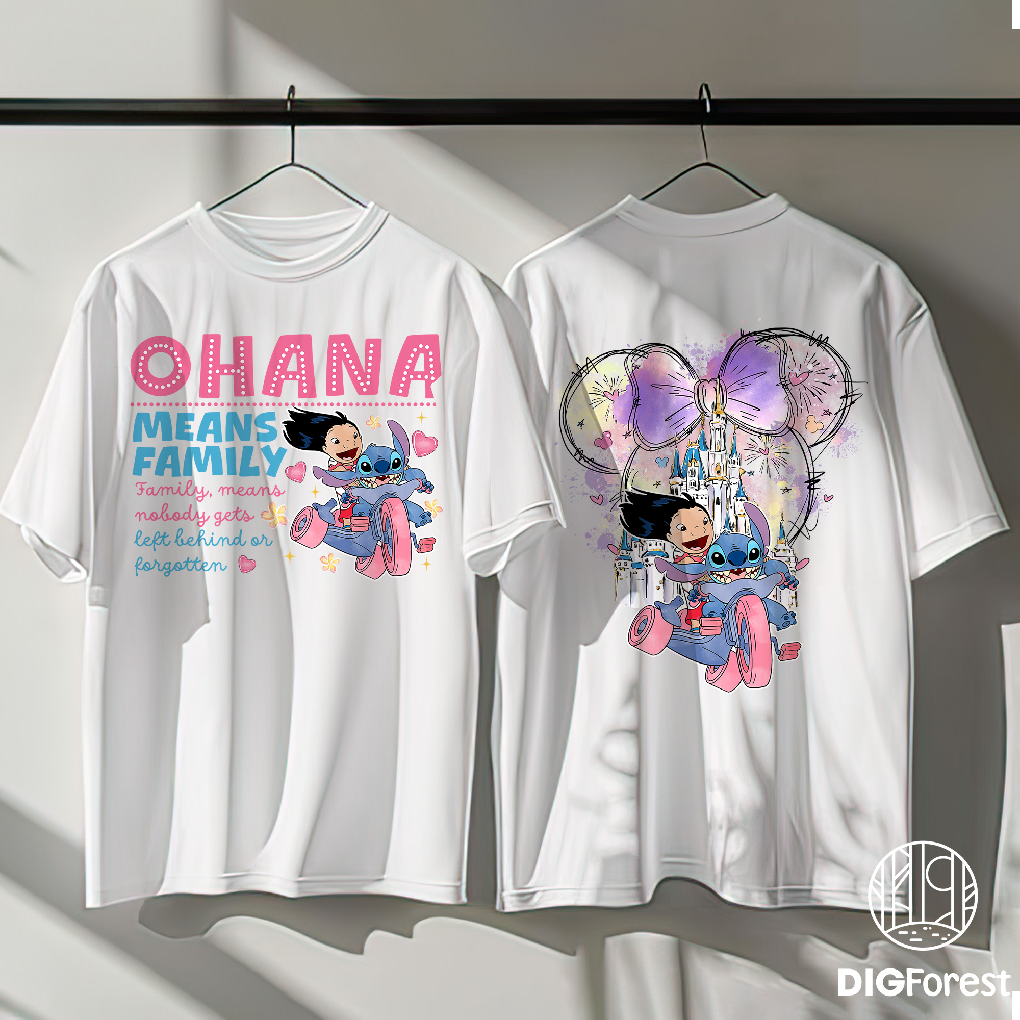 Two-Sided Ohana Means Family Shirt – Disney Lilo & Stitch with Mickey Castle & Ears, Magic Kingdom Disneyland Tee Two-Sided Ohana Means Family Shirt – Disney Lilo & Stitch with Mickey Castle & Ears, Magic Kingdom Disneyland Tee