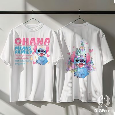 Ohana Means Family Shirt – Disney Lilo and Stitch Tee with Mickey Ears & Castle, Magic Kingdom Disneyland Shirt