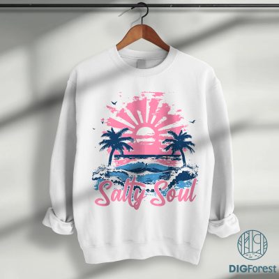 Salty Soul Summer Shirt – Trendy Aesthetic Beach Vibes Tee, Funny Sarcastic Summer Vibes Shirt