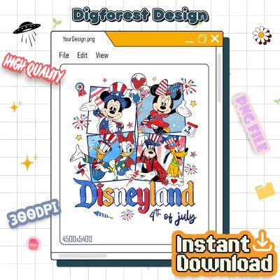 Disney Mickey & Friends 4th of July PNG | Mickey & Minnie America 1776 | Independence Day Instant Download