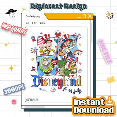 Disney Toy Story 4th of July PNG | Woody & Buzz Patriotic Design | Red White & Blue Independence Day Download