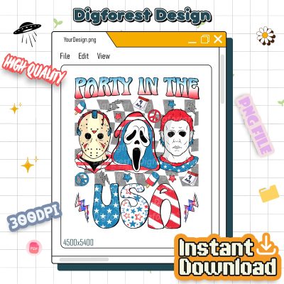 4th of July Horror Movie PNG | Michael Myers Party in the USA | Horror Sublimation Digital Download
