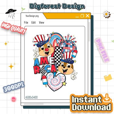 Chip and Dale 4th of July PNG | American Vibes Sublimation | Patriotic Chip ‘n’ Dale Design