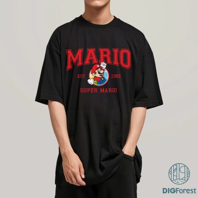 Super Mario Bros Birthday Shirt PNG – Mario Birthday Party Printable Tee, Super Mario Gamer Shirt Design
