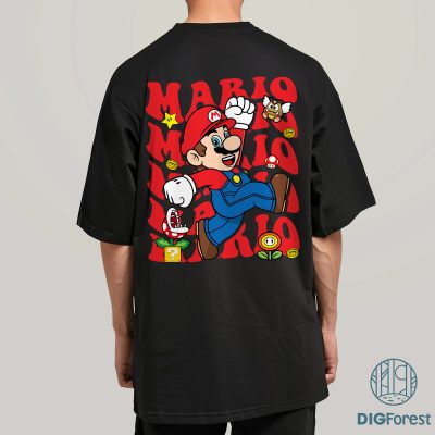 Super Mario Bros Birthday Shirt PNG – Mario Birthday Party Printable Tee, Super Mario Gamer Shirt Design