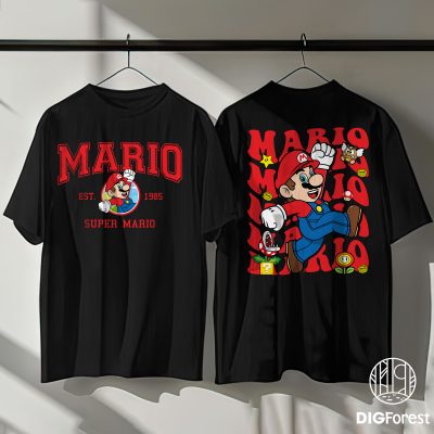 Super Mario Bros Birthday Shirt PNG – Mario Birthday Party Printable Tee, Super Mario Gamer Shirt Design