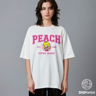 Super Mario Princess Peach Shirt – Pink Princess Birthday Tee, Mario Party Shirt, Super Mario PNG Design