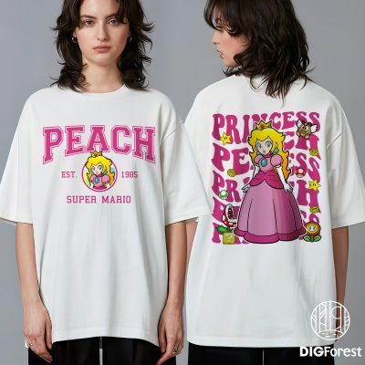 Super Mario Princess Peach Shirt – Pink Princess Birthday Tee, Mario Party Shirt, Super Mario PNG Design