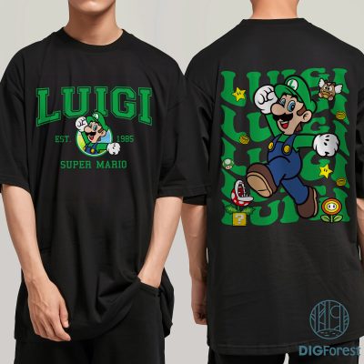 Super Mario Luigi Shirt – Mario Birthday Party Tee, Luigi Character Shirt, Instant Download Printable Shirt Design