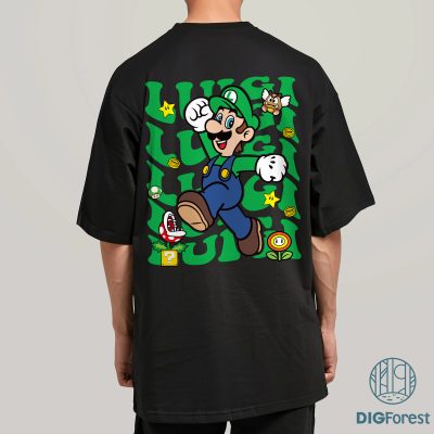 Super Mario Luigi Shirt – Mario Birthday Party Tee, Luigi Character Shirt, Instant Download Printable Shirt Design