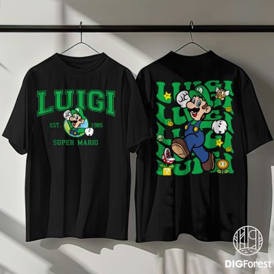 Super Mario Luigi Shirt – Mario Birthday Party Tee, Luigi Character Shirt, Instant Download Printable Shirt Design