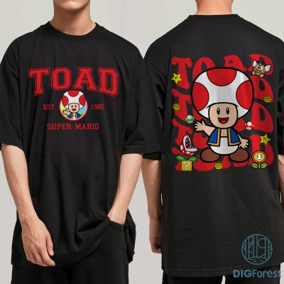 Toad Super Mario Png – Toad Birthday Party Tee, Mario Bros Birthday Shirt, Cute Toad Gaming Shirt for Kids & Fans