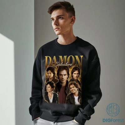 The Vampire Diaries Damon Salvatore Homage Png, Damon Salvatore Tribute Tee, Vampire Diaries Vintage Style Shirt, TVD Fan Shirt
