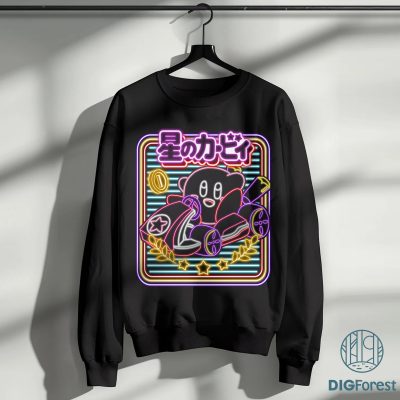 Kirby Neon Png, Pink Kirby Kart Tee, Cute Kirby Video Game Shirt, Kirby Birthday Shirt, Family Matching Gamer Shirt